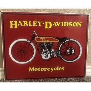 Ande Rooney Metal Harley Davidson Motorcycles Sign Red Vintage Collector 14 X 11